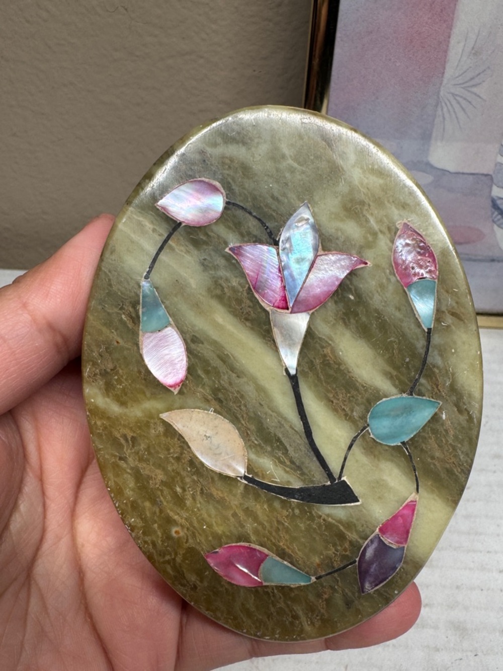 Vintage floral marble trinket